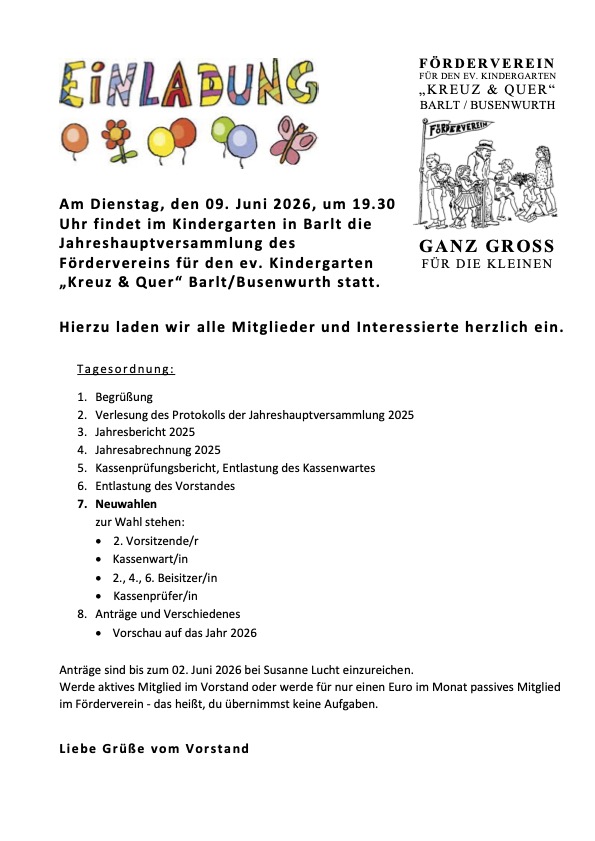 foto von Jahreshauptversammlung des Fördervereins für den ev. Kindergarten „Kreuz & Quer“